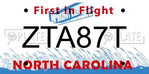 ZTA87T North Carolina License Plate
