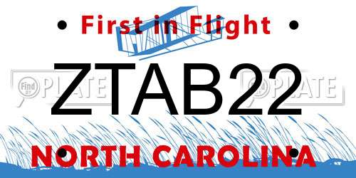 ZTAB22 North Carolina License Plate