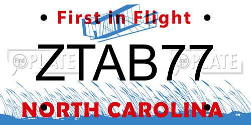 ZTAB77 North Carolina License Plate