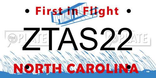 ZTAS22 North Carolina License Plate