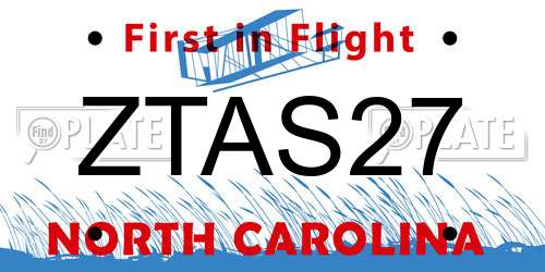 ZTAS27 North Carolina License Plate