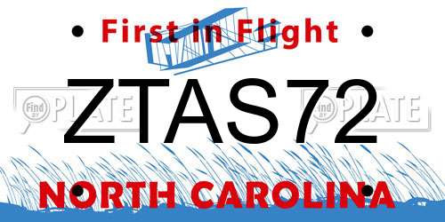 ZTAS72 North Carolina License Plate
