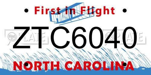 ZTC6040 North Carolina License Plate