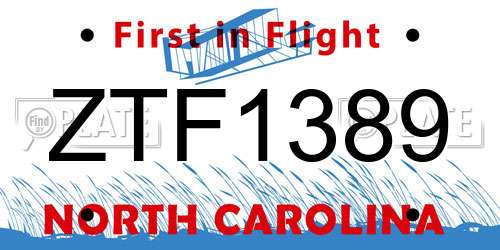 ZTF1389 North Carolina License Plate