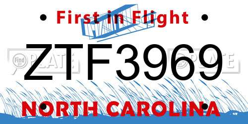 ZTF3969 North Carolina License Plate
