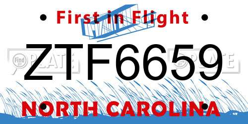 ZTF6659 North Carolina License Plate