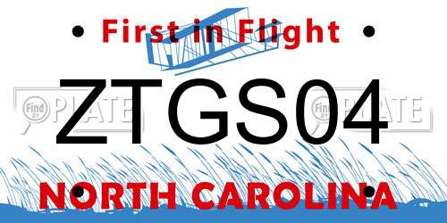 ZTGS04 North Carolina License Plate