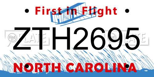 ZTH2695 North Carolina License Plate