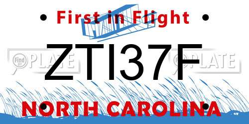 ZTI37F North Carolina License Plate