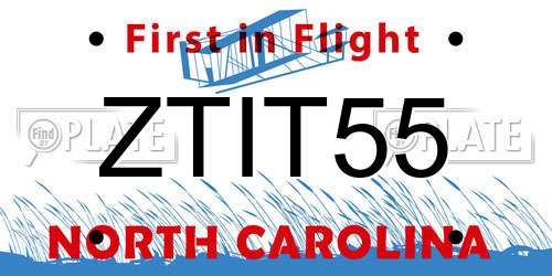 ZTIT55 North Carolina License Plate