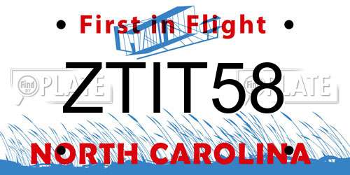 ZTIT58 North Carolina License Plate