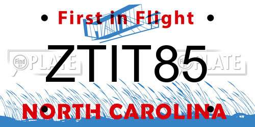 ZTIT85 North Carolina License Plate