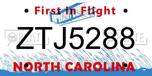 ZTJ5288 North Carolina License Plate