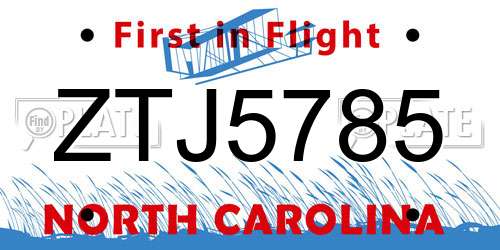 ZTJ5785 North Carolina License Plate