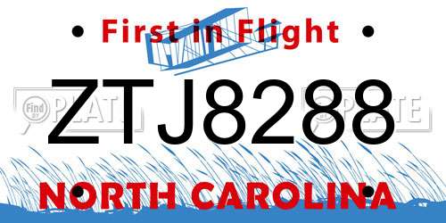 ZTJ8288 North Carolina License Plate