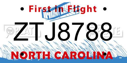 ZTJ8788 North Carolina License Plate