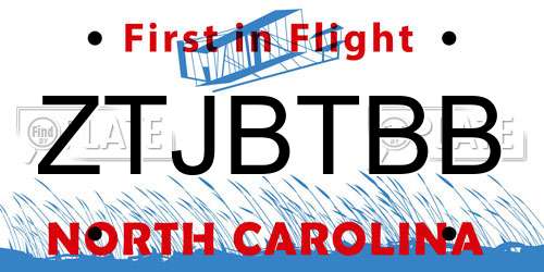 ZTJBTBB North Carolina License Plate