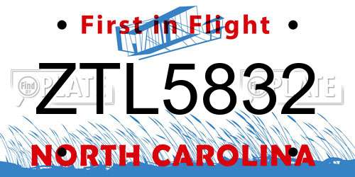 ZTL5832 North Carolina License Plate