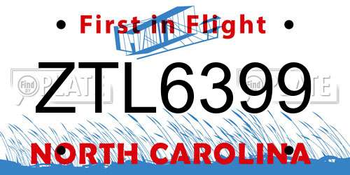 ZTL6399 North Carolina License Plate