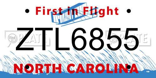ZTL6855 North Carolina License Plate