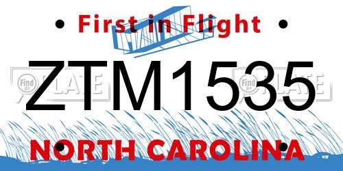 ZTM1535 North Carolina License Plate