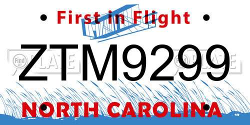 ZTM9299 North Carolina License Plate