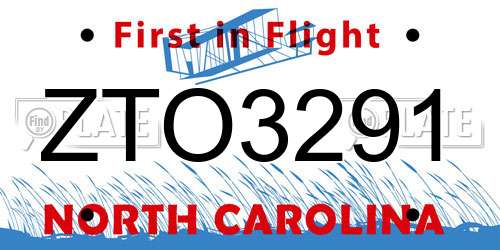 ZTO3291 North Carolina License Plate