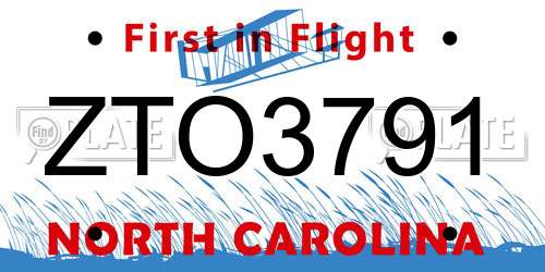 ZTO3791 North Carolina License Plate