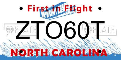 ZTO60T North Carolina License Plate