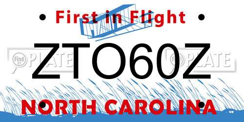 ZTO60Z North Carolina License Plate