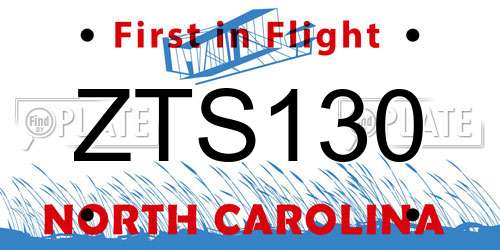 ZTS130 North Carolina License Plate