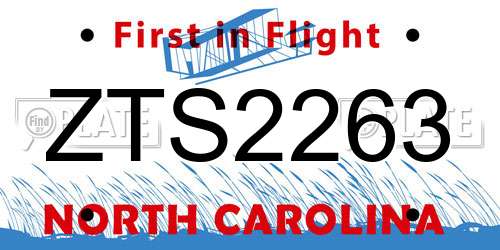 ZTS2263 North Carolina License Plate