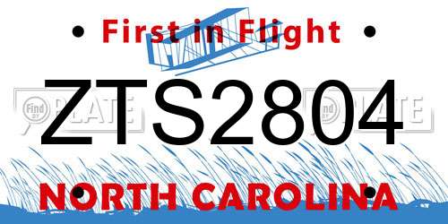 ZTS2804 North Carolina License Plate