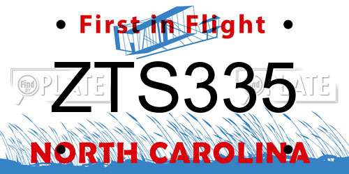 ZTS335 North Carolina License Plate