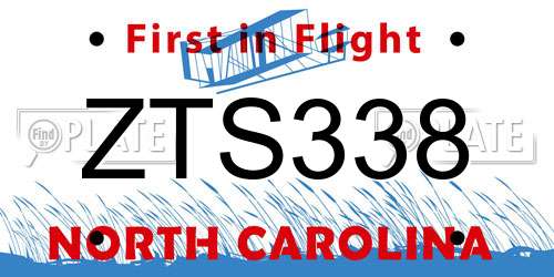 ZTS338 North Carolina License Plate