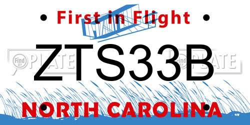 ZTS33B North Carolina License Plate