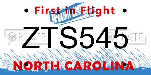 ZTS545 North Carolina License Plate