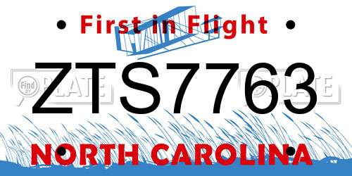 ZTS7763 North Carolina License Plate