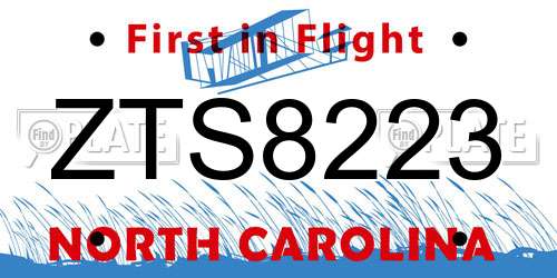 ZTS8223 North Carolina License Plate
