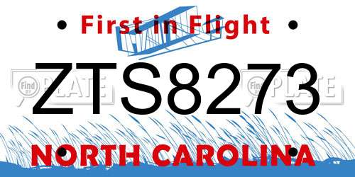 ZTS8273 North Carolina License Plate
