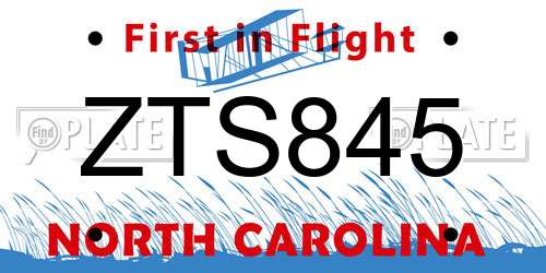 ZTS845 North Carolina License Plate