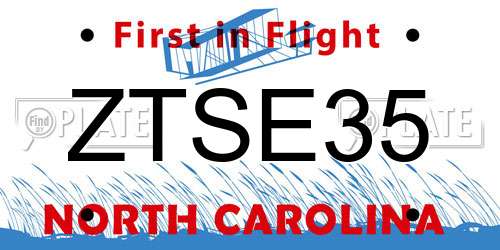 ZTSE35 North Carolina License Plate