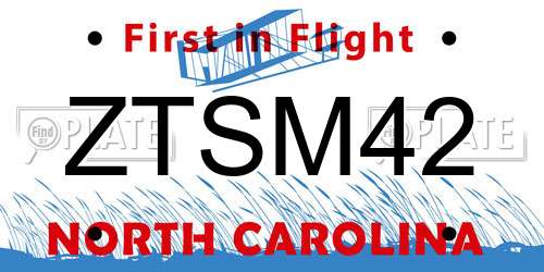 ZTSM42 North Carolina License Plate