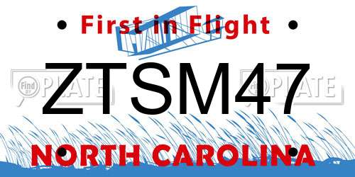 ZTSM47 North Carolina License Plate