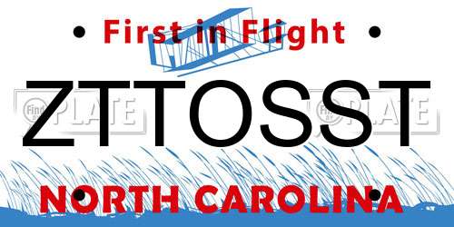 ZTTOSST North Carolina License Plate