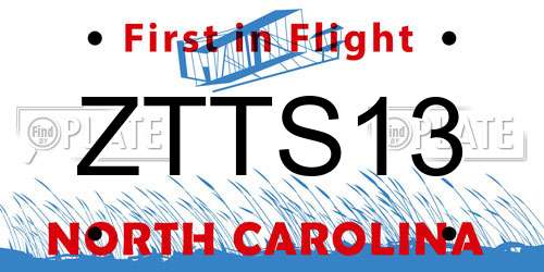 ZTTS13 North Carolina License Plate