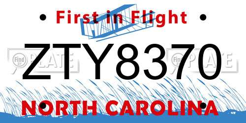 ZTY8370 North Carolina License Plate