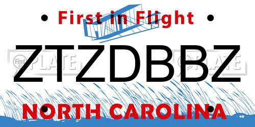 ZTZDBBZ North Carolina License Plate
