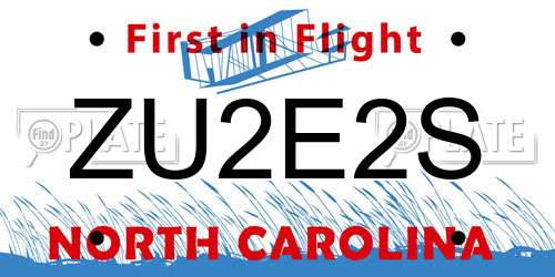 ZU2E2S North Carolina License Plate