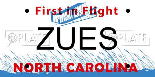 ZUES North Carolina License Plate